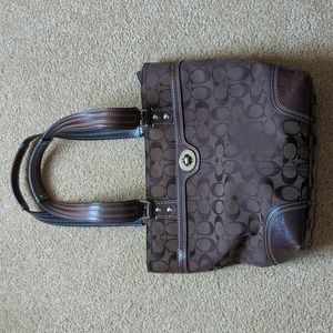 Brown Fabric Coach Bag & Wallet